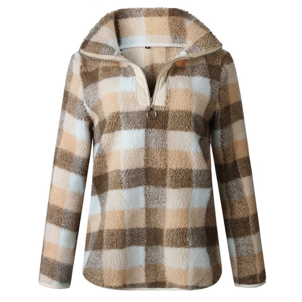 ✅❣️✅  👁PLAID FLEECE 1/2 zip long sleeve - Picture 5 of 6